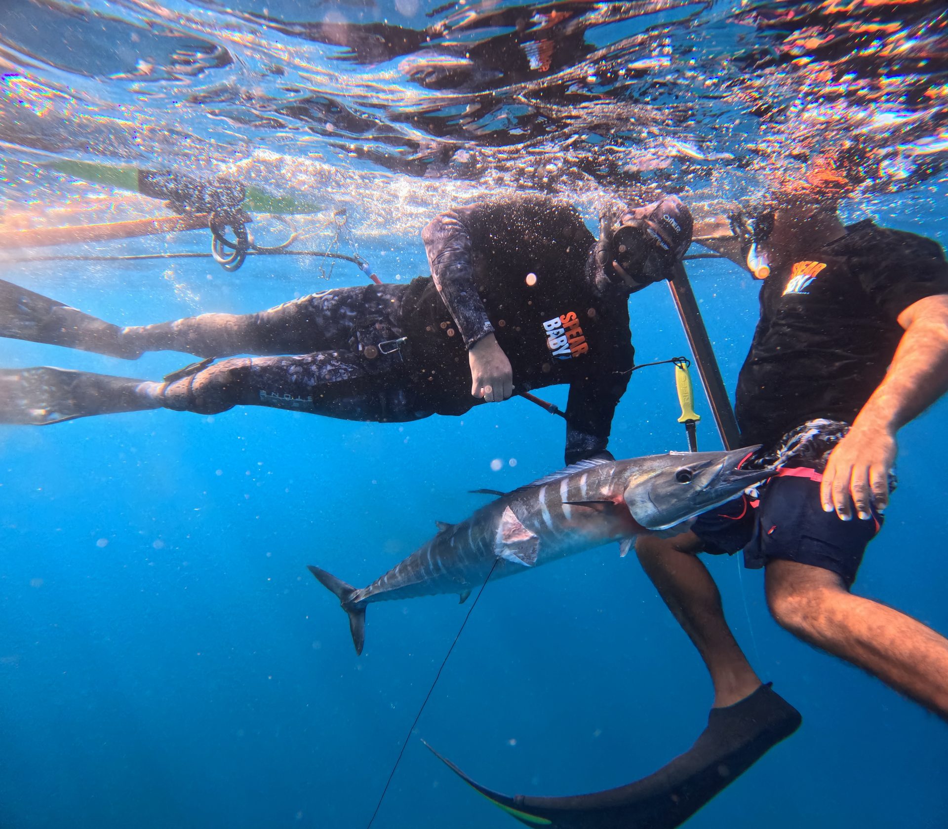 Alberto with fish on the Spearbaby boat near Coiba